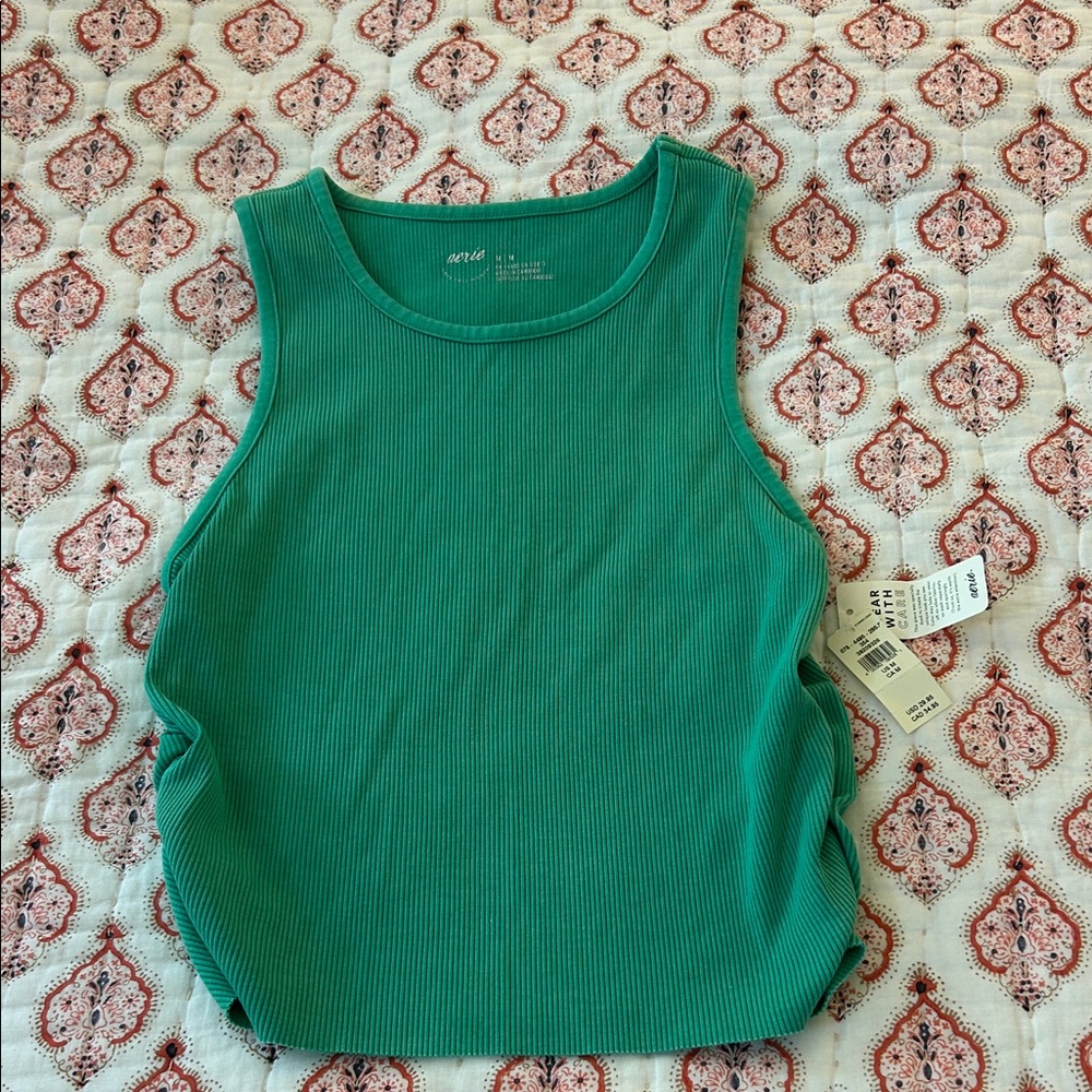 aerie Sleeveless Ribbed Tank in green